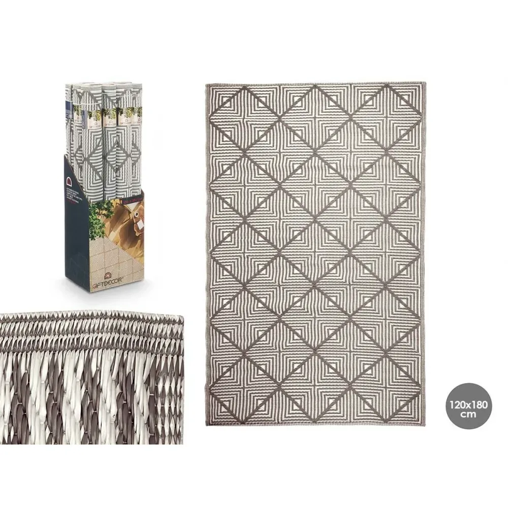 Tappeto GiftDecor EXAG-1006 Bianco Grigio polipropilene 120 x 180 cm (12 Unità)