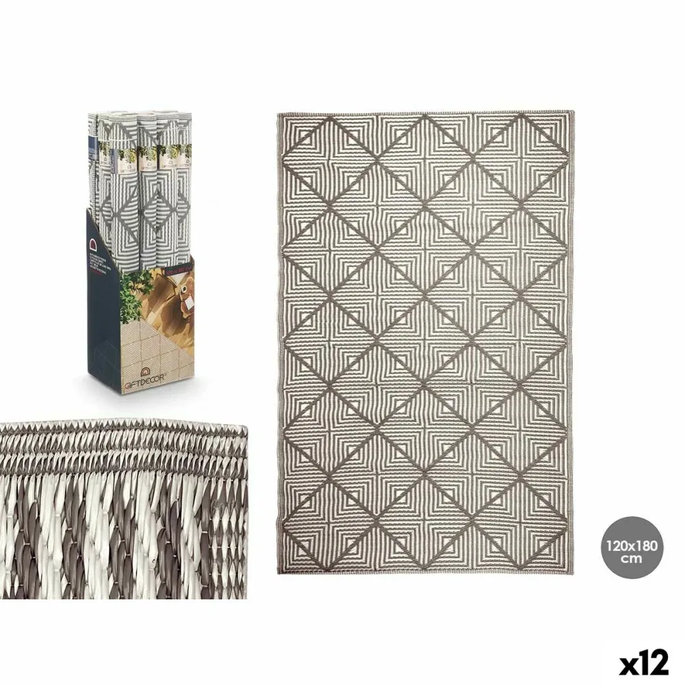 Tappeto GiftDecor EXAG-1006 Bianco Grigio polipropilene 120 x 180 cm (12 Unità)