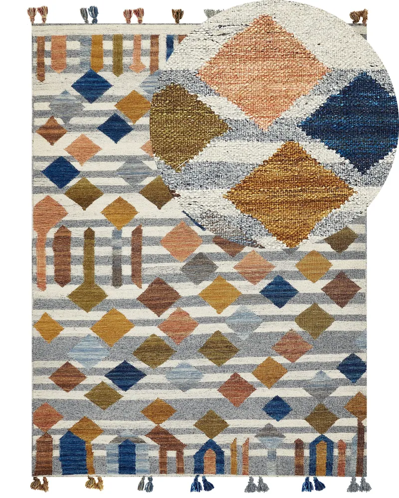 Tappeto kilim lana multicolore 160 x 230 cm KASAKH