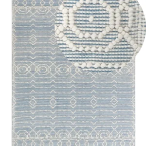 Tappeto lana azzurro e bianco 160 x 230 cm ORHANELI