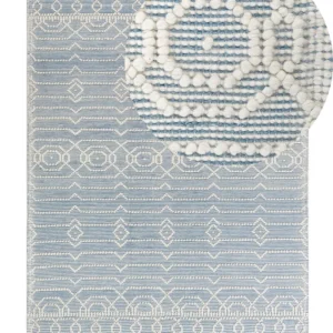 Tappeto lana azzurro e bianco 160 x 230 cm ORHANELI