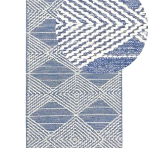 Tappeto lana beige evidente e blu 80 x 150 cm DATCA