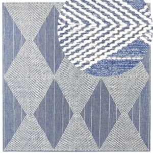 Tappeto lana beige trasparente e blu 200 x 200 cm DATCA