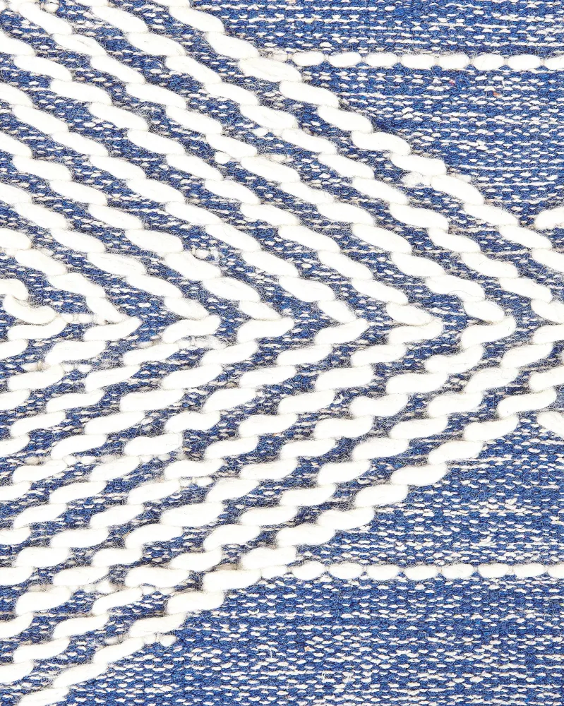 Tappeto lana beige trasparente e blu 200 x 200 cm DATCA