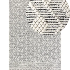 Tappeto lana bianco e nero 160 x 230 cm KAVAK