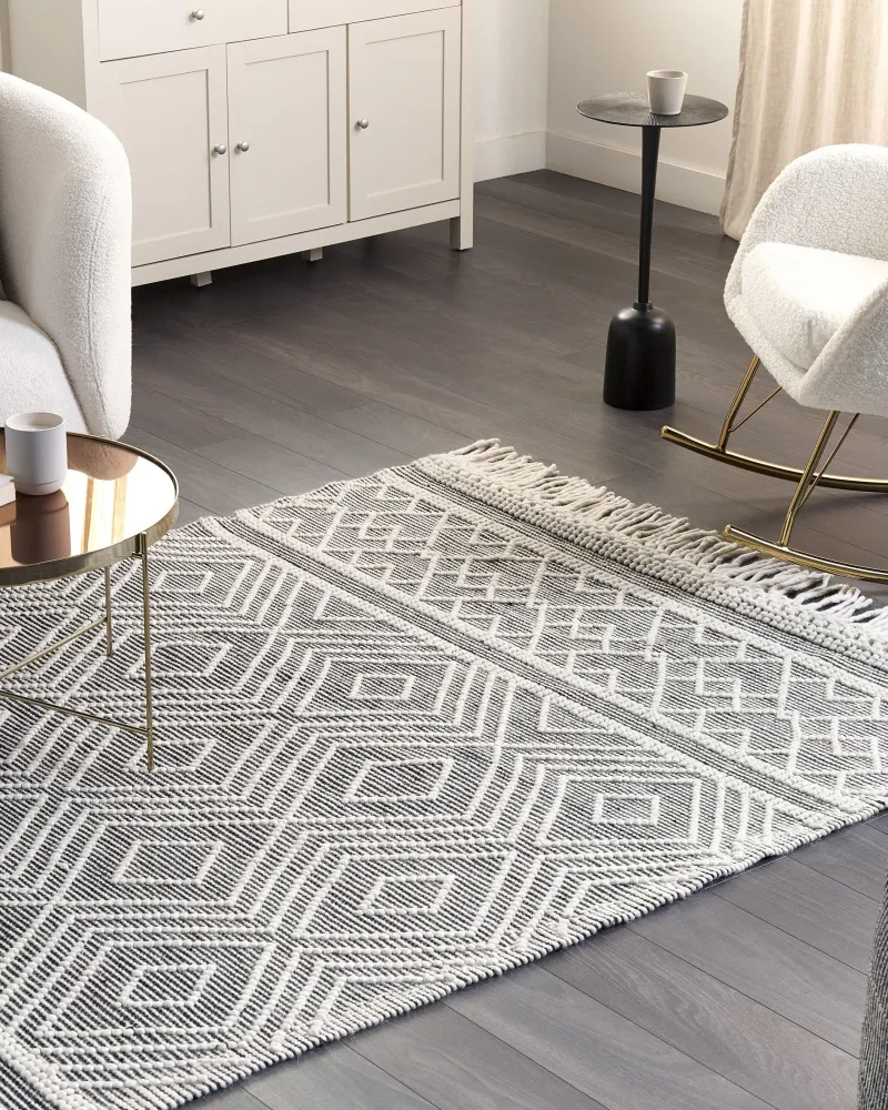 Tappeto lana bianco e nero 160 x 230 cm SAVUCA