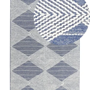 Tappeto lana camoscio chiaro e blu 140 x 200 cm DATCA