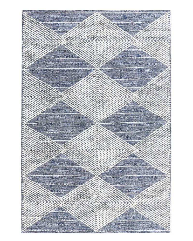 Tappeto lana camoscio chiaro e blu 140 x 200 cm DATCA