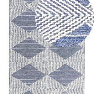 Tappeto lana crema chiaro e blu 160 x 230 cm DATCA