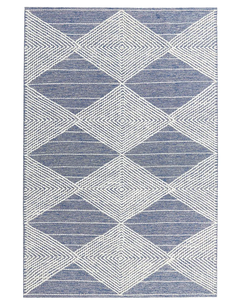 Tappeto lana crema chiaro e blu 160 x 230 cm DATCA