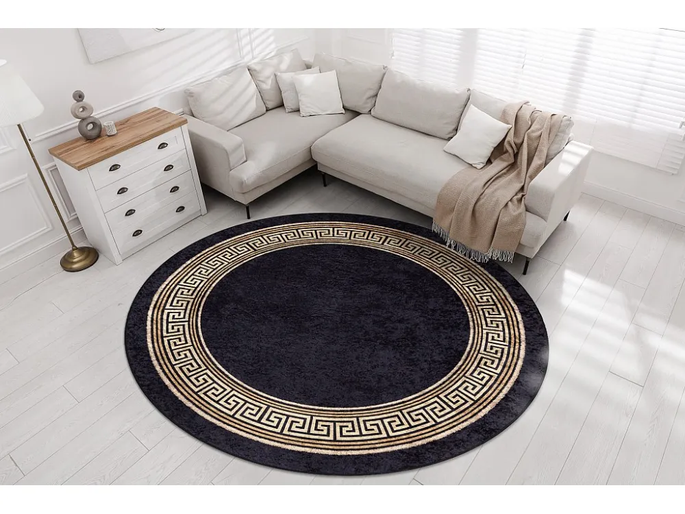 Tappeto lavabile MIRO 51199.806 cerchio Greco antiscivolo - nero / oro cercle 200 cm