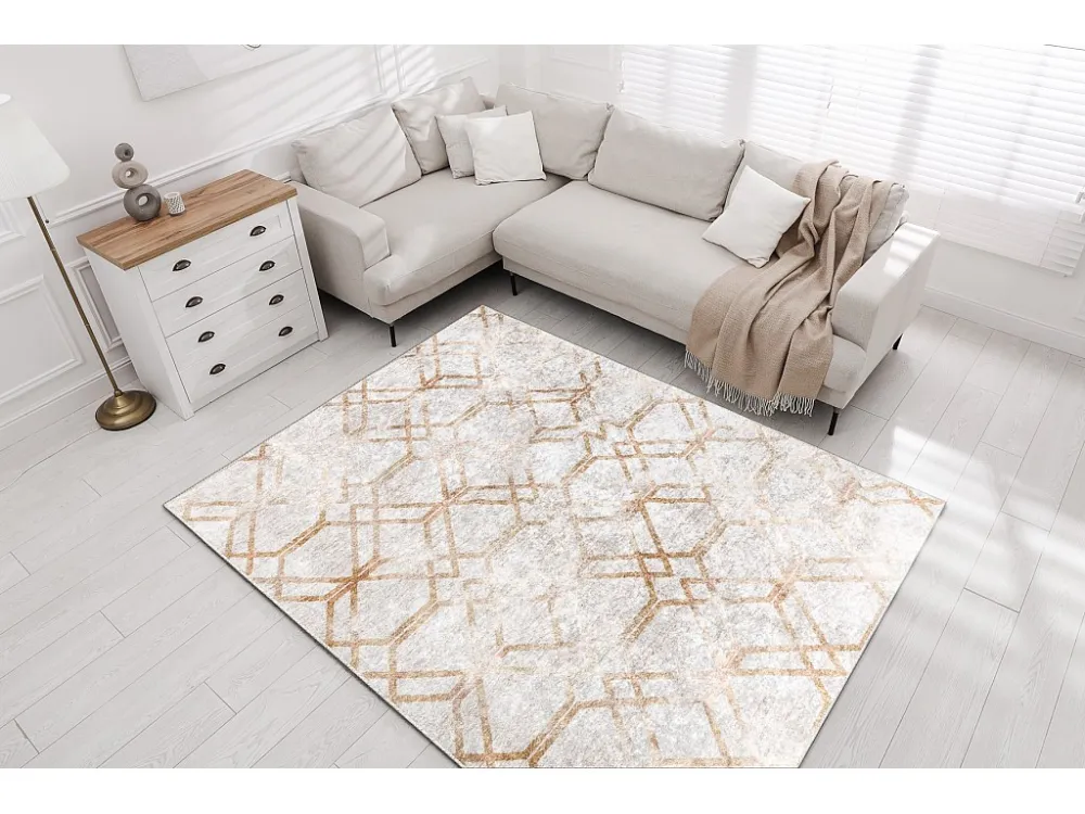 Tappeto lavabile MIRO 51805.804 Geometrico, reticolo antiscivolo - oro 120x170 cm