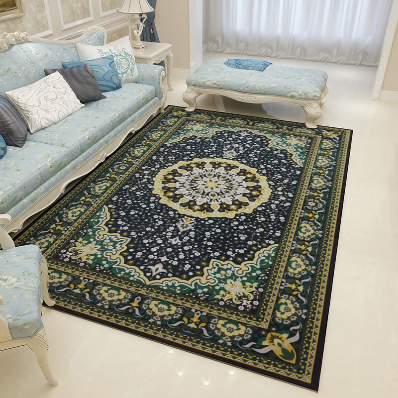 Tappeto marocchino mediterraneo tappeto con motivo floreale medaglione bianco e nero Tappeto lavabile poliestere per la de...