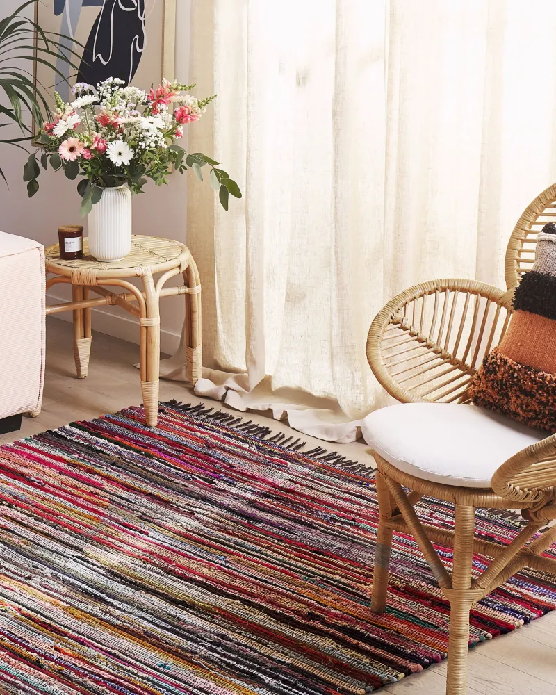 Tappeto multicolore cupo cotone con fronde 160 x 230 cm DANCA