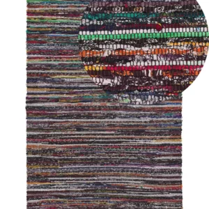 Tappeto multicolore nero cotone con fronde 160 x 230 cm DANCA