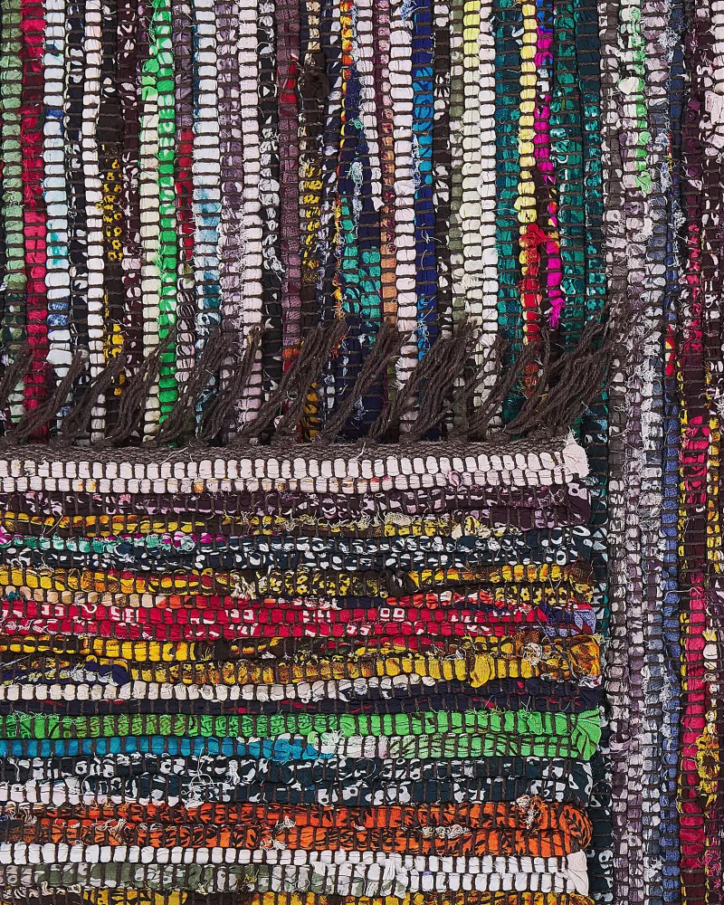 Tappeto multicolore nero cotone con fronde 160 x 230 cm DANCA