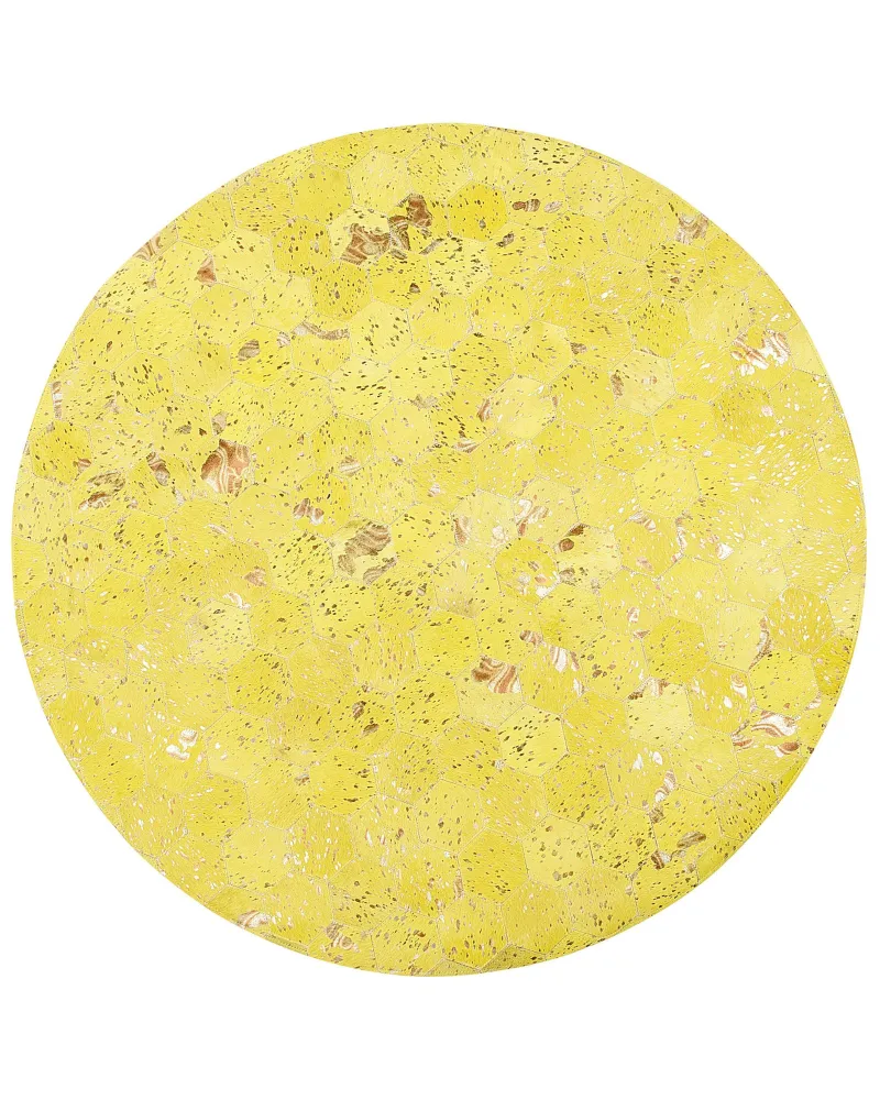 Tappeto pelle giallo ⌀ 140 cm ZEYTIN