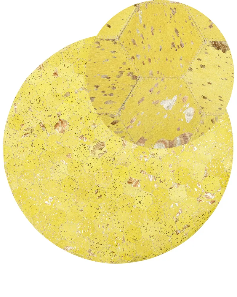 Tappeto pelle giallo ⌀ 140 cm ZEYTIN