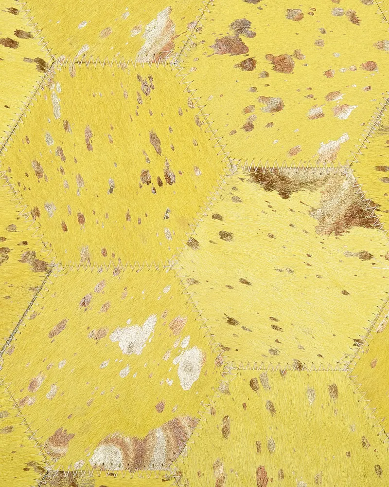 Tappeto pelle giallo ⌀ 140 cm ZEYTIN