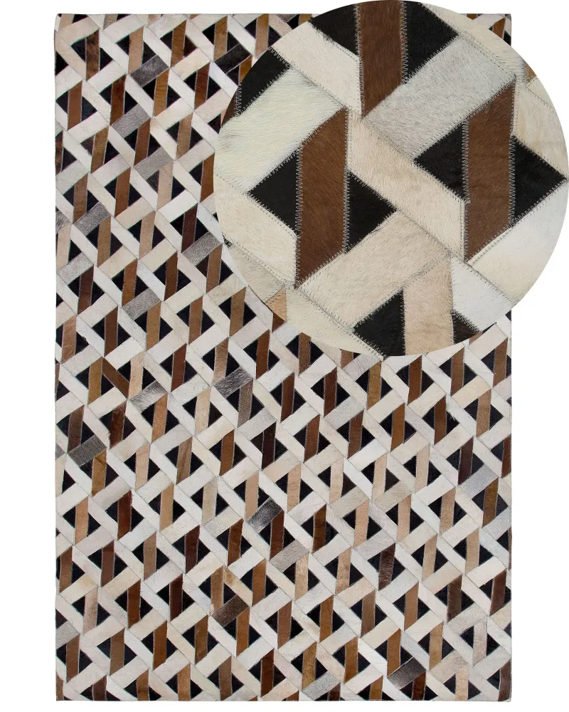 Tappeto pelle marrone/grigio 160 x 230 cm TUGLU