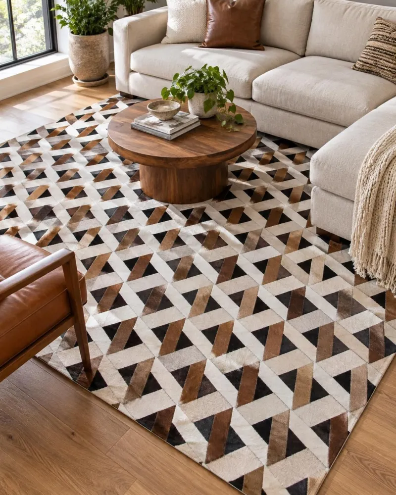 Tappeto pelle marrone/grigio 160 x 230 cm TUGLU