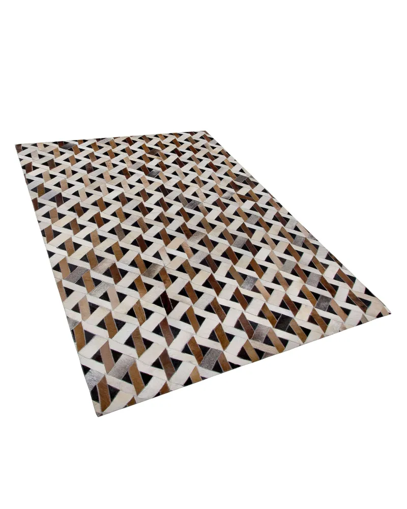 Tappeto pelle marrone/grigio 160 x 230 cm TUGLU