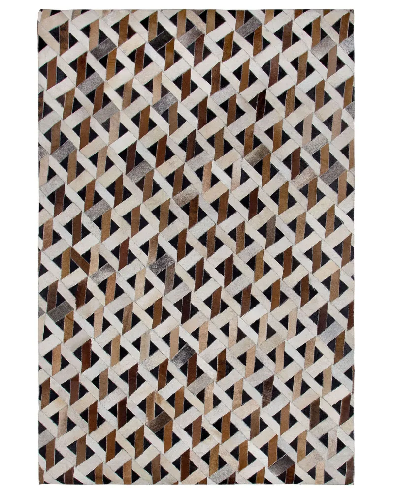 Tappeto pelle marrone/grigio 160 x 230 cm TUGLU