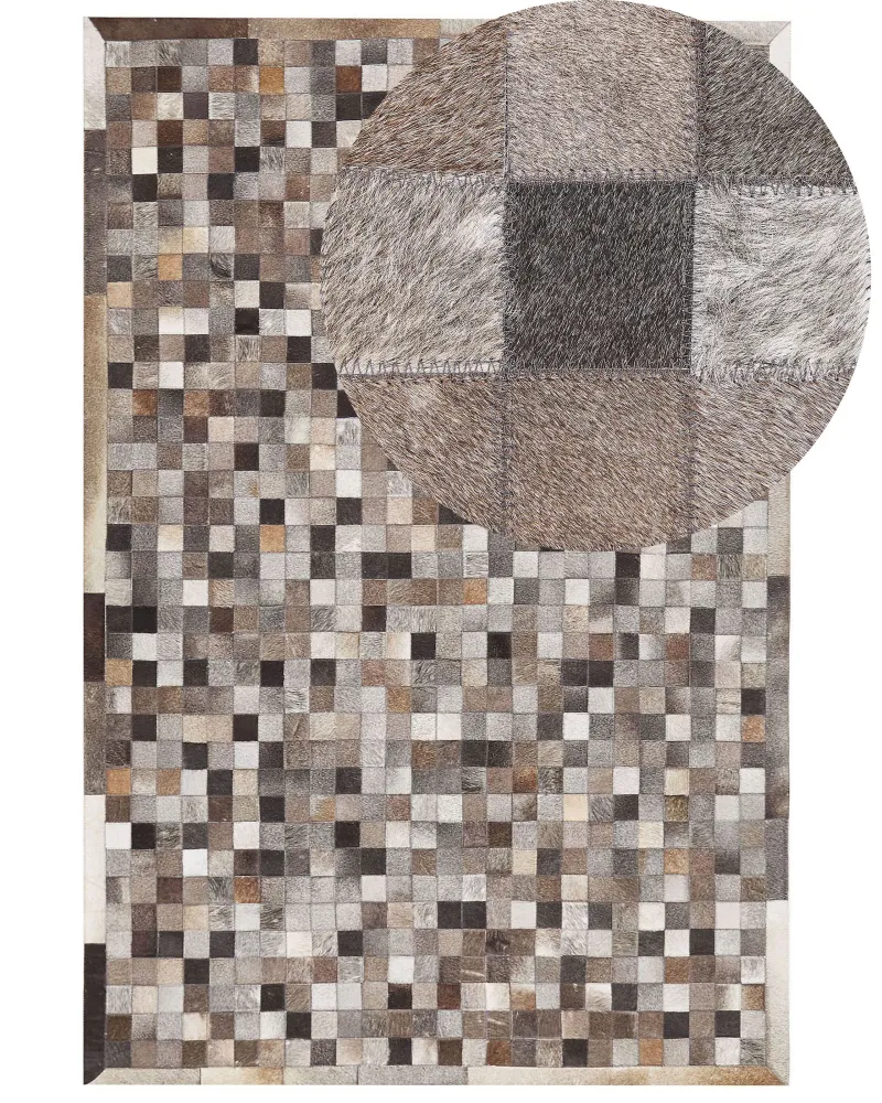 Tappeto pelle multicolore patchwork 160 x 230 cm ARMUTLU