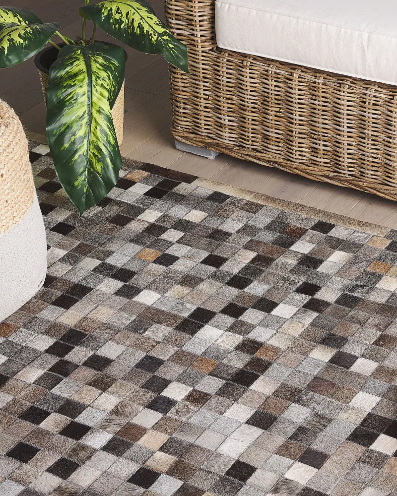 Tappeto pelle multicolore patchwork 160 x 230 cm ARMUTLU