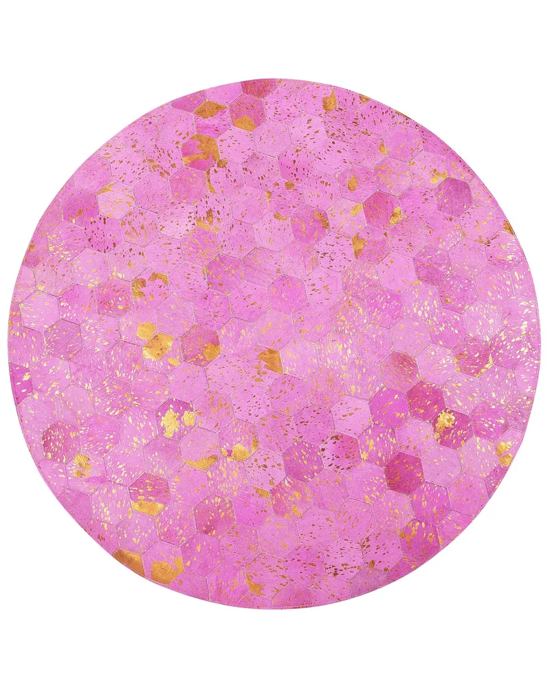 Tappeto pelle rosa ⌀ 140 cm ZEYTIN