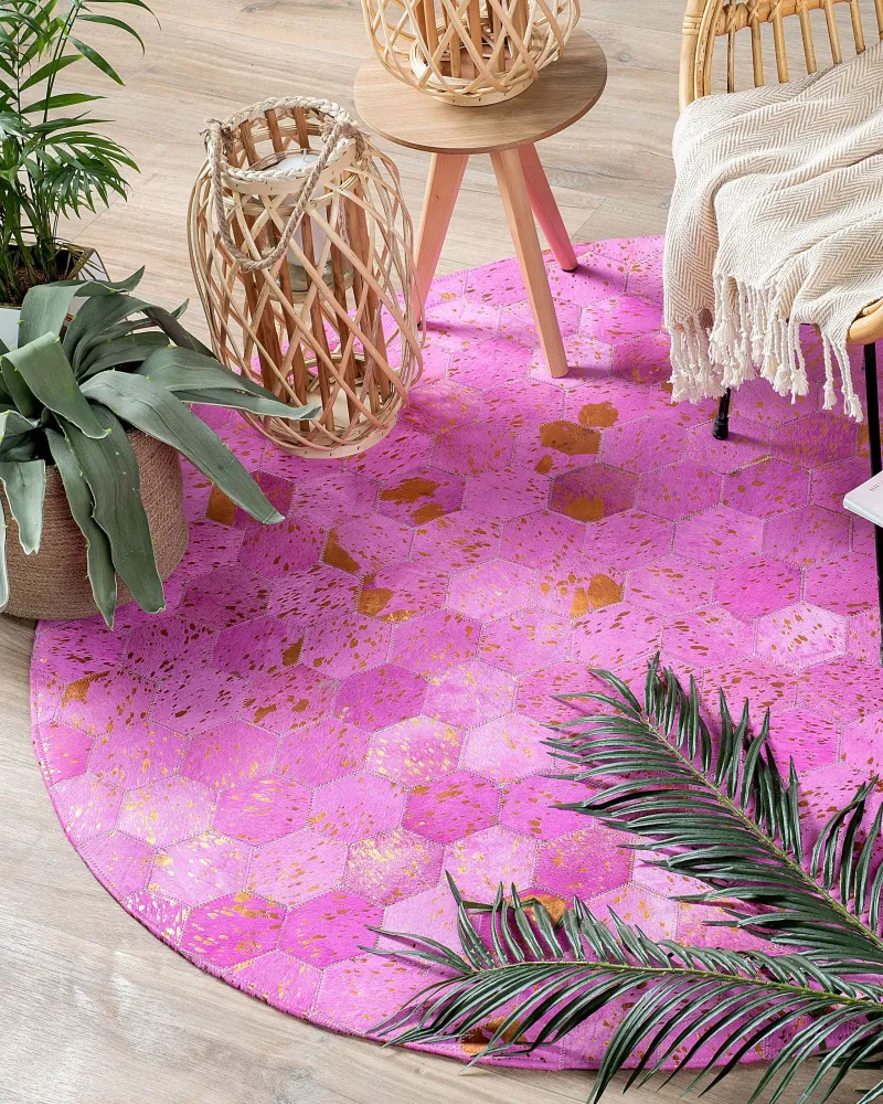 Tappeto pelle rosa ⌀ 140 cm ZEYTIN