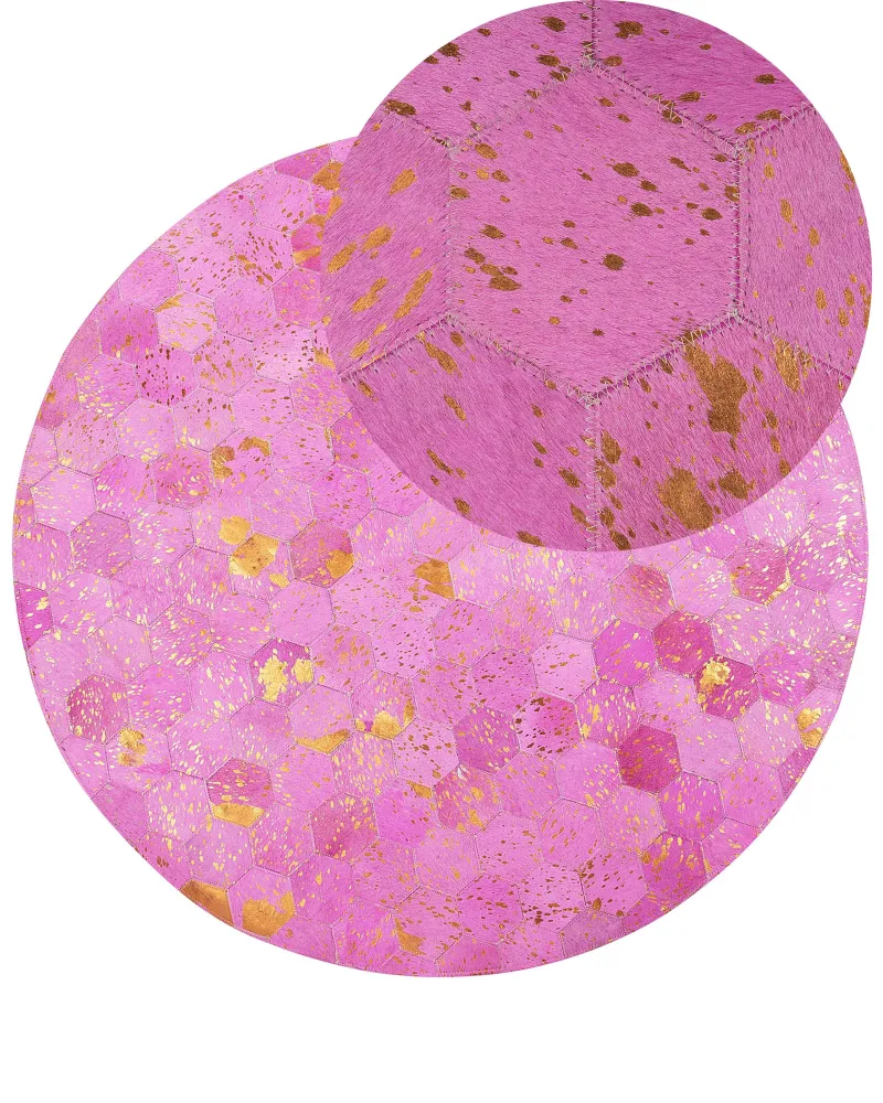 Tappeto pelle rosa ⌀ 140 cm ZEYTIN