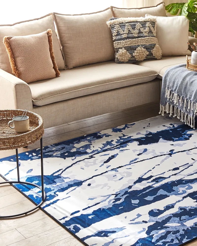 Tappeto pelo basso bianco-blu 160 x 230 cm IZMIT