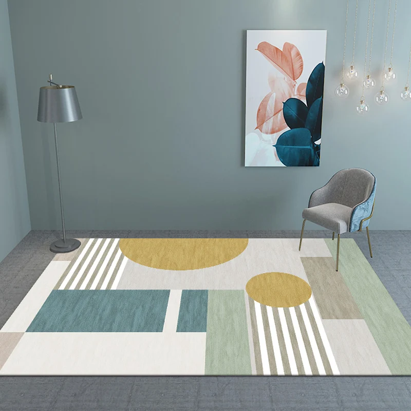 Tappeto per interni da soggiorno color pastello. Tappeto innovativo colorblock poliestere resistente alle macchie