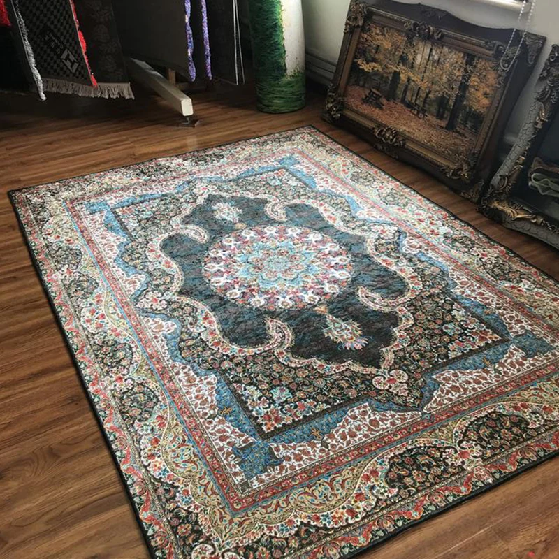 Tappeto persiano Glam per interni Tappeto con stampa floreale multicolore Supporto antiscivolo Lavabile lavatrice Tappeto...