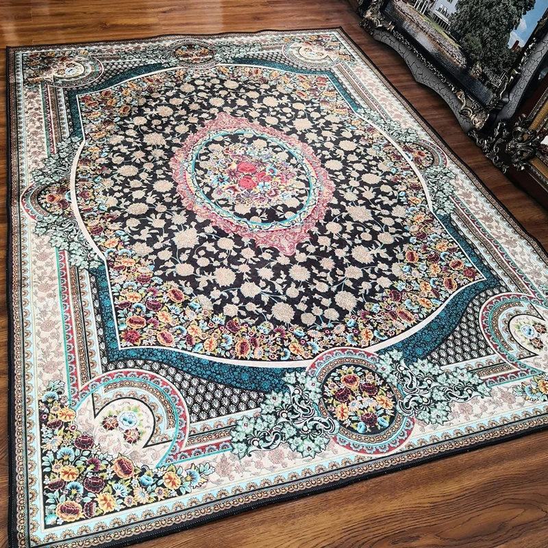 Tappeto persiano Glam per interni Tappeto con stampa floreale multicolore Supporto antiscivolo Lavabile lavatrice Tappeto...