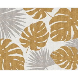 Tappeto tropicale con motivi palme 160 x 230 cm Grigio e Dorato TROPISIA