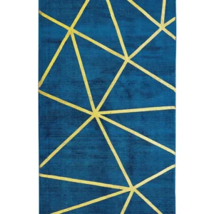 Tappeto viscosa blu marino e oro 80 x 150 cm HAVZA
