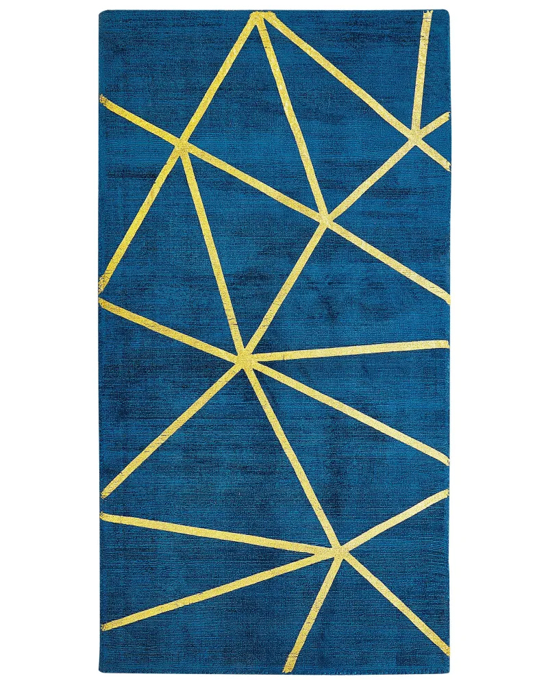 Tappeto viscosa blu marino e oro 80 x 150 cm HAVZA