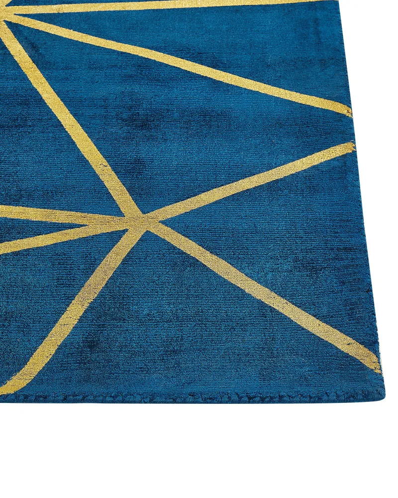 Tappeto viscosa blu marino e oro 80 x 150 cm HAVZA