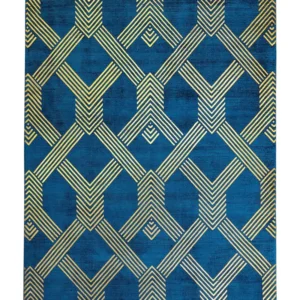 Tappeto viscosa blu marino e oro 160 x 230 cm VEKSE