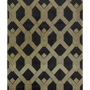 Tappeto viscosa nero e oro 160 x 230 cm VEKSE