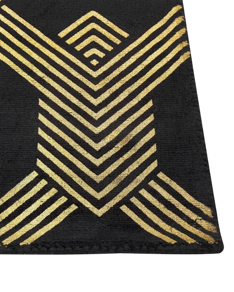 Tappeto viscosa nero e oro 160 x 230 cm VEKSE