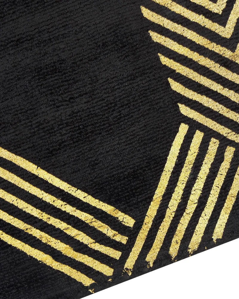 Tappeto viscosa nero e oro 160 x 230 cm VEKSE