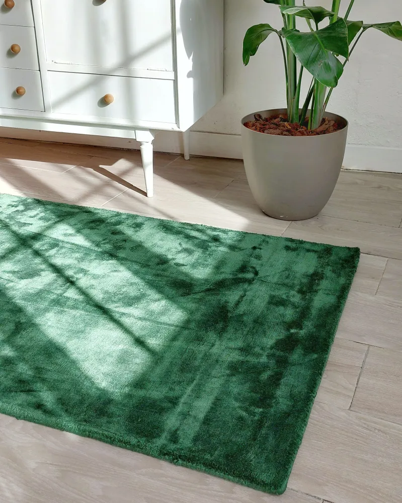 Tappeto viscosa verde tenebroso 80 x 150 cm GESI II