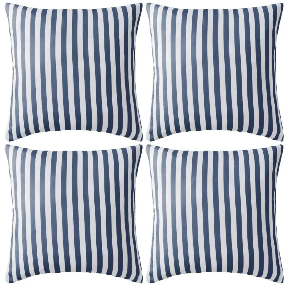 Cuscini da Esterno 4 pz Stampa Righe 45x45 cm Blu