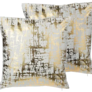 Set di 2 cuscini bianco e oro motivo astratto 45 x 45 cm GARDENIA