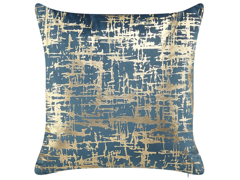 Set di 2 cuscini blu e oro motivo astratto 45 x 45 cm GARDENIA