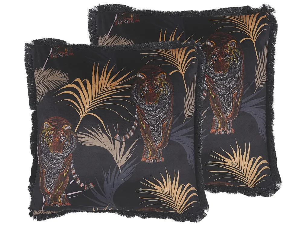 Set di 2 cuscini con stampa di tigre 45 x 45 cm nero RAMTEK