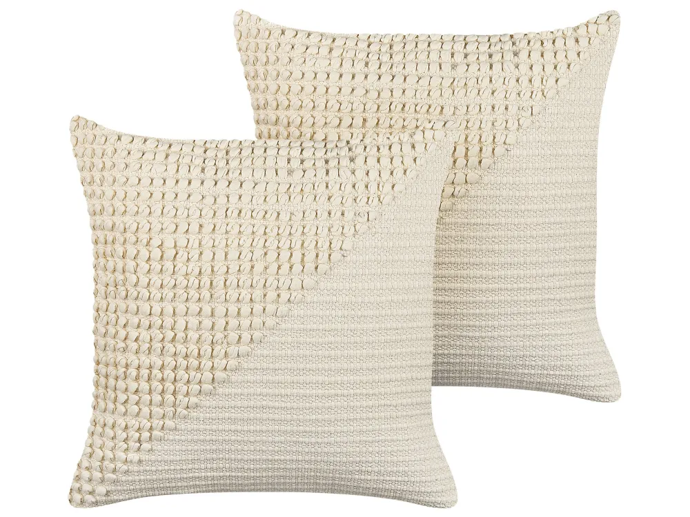 Set di 2 cuscini cotone beige evidente e bianco crema 45 x 45 cm PELLAEA